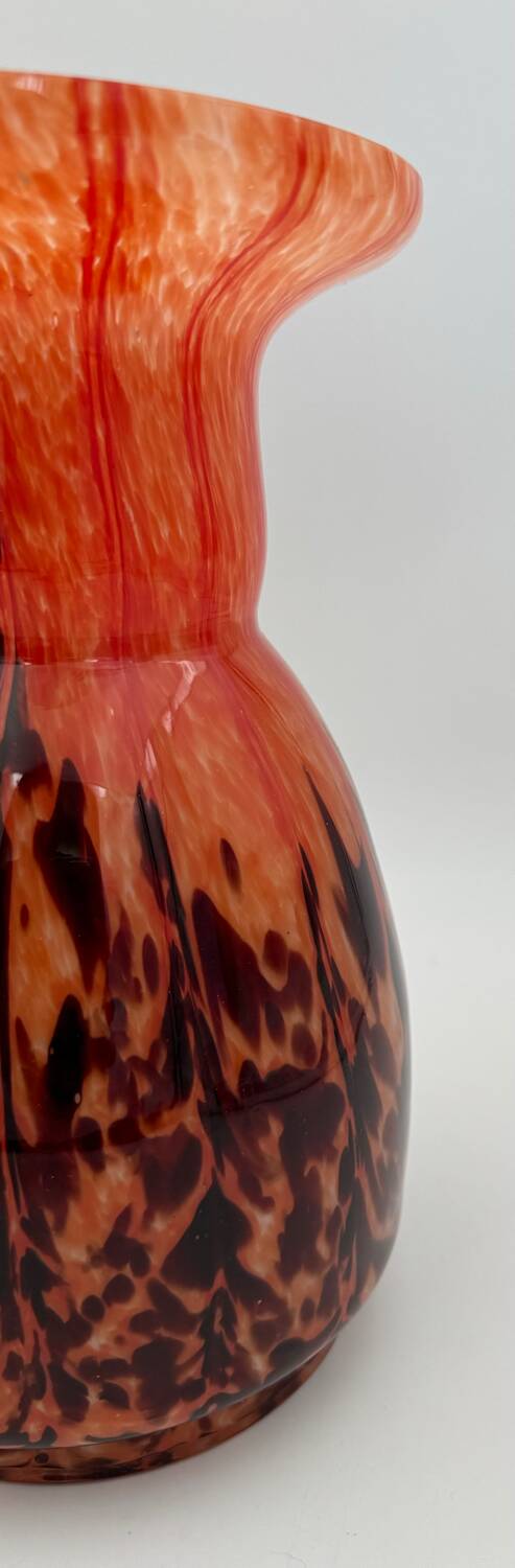 Orange and brown speckled glass vase, Clichy style