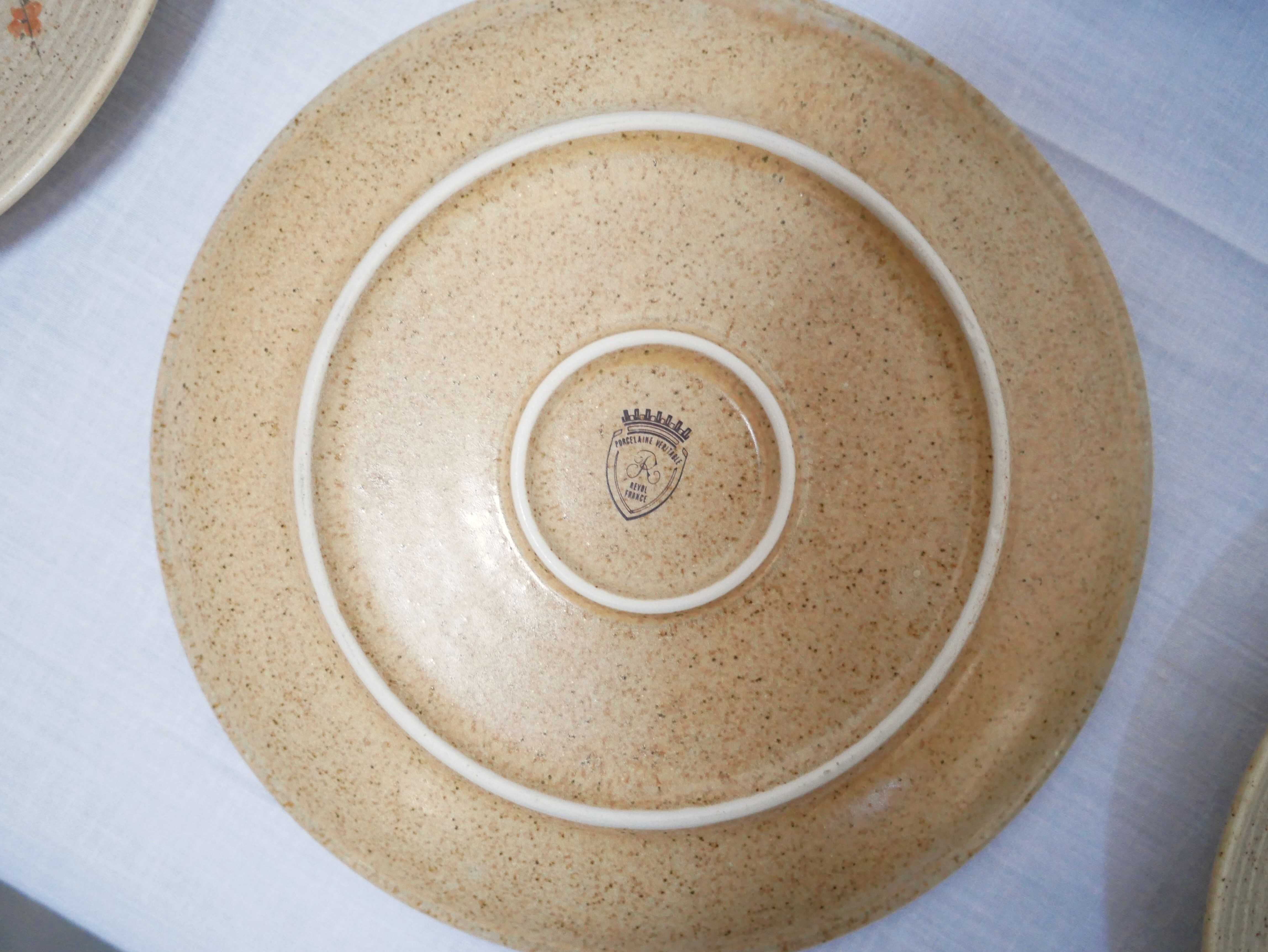 Set of 6 vintage porcelain dessert plates by Maison Revol, France