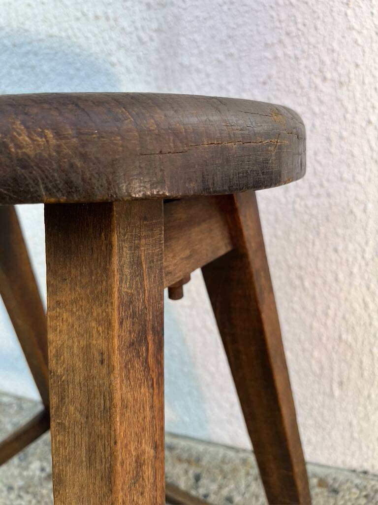 Industrial wooden stool