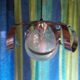 Glass and chrome metal pendant light from the 70s