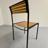6 old metal and wood chairs, Italian design from the 80s, vintage