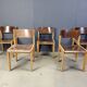 Mid-Century Brown and Birch Stacking Chairs set of 5