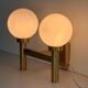 Double opal glass and heavy brass, large minimalist cinema wall light, 1960s, Germany