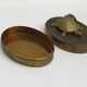 Bronze brass turtle box Decorative jewelry box vintage 50s oval lid