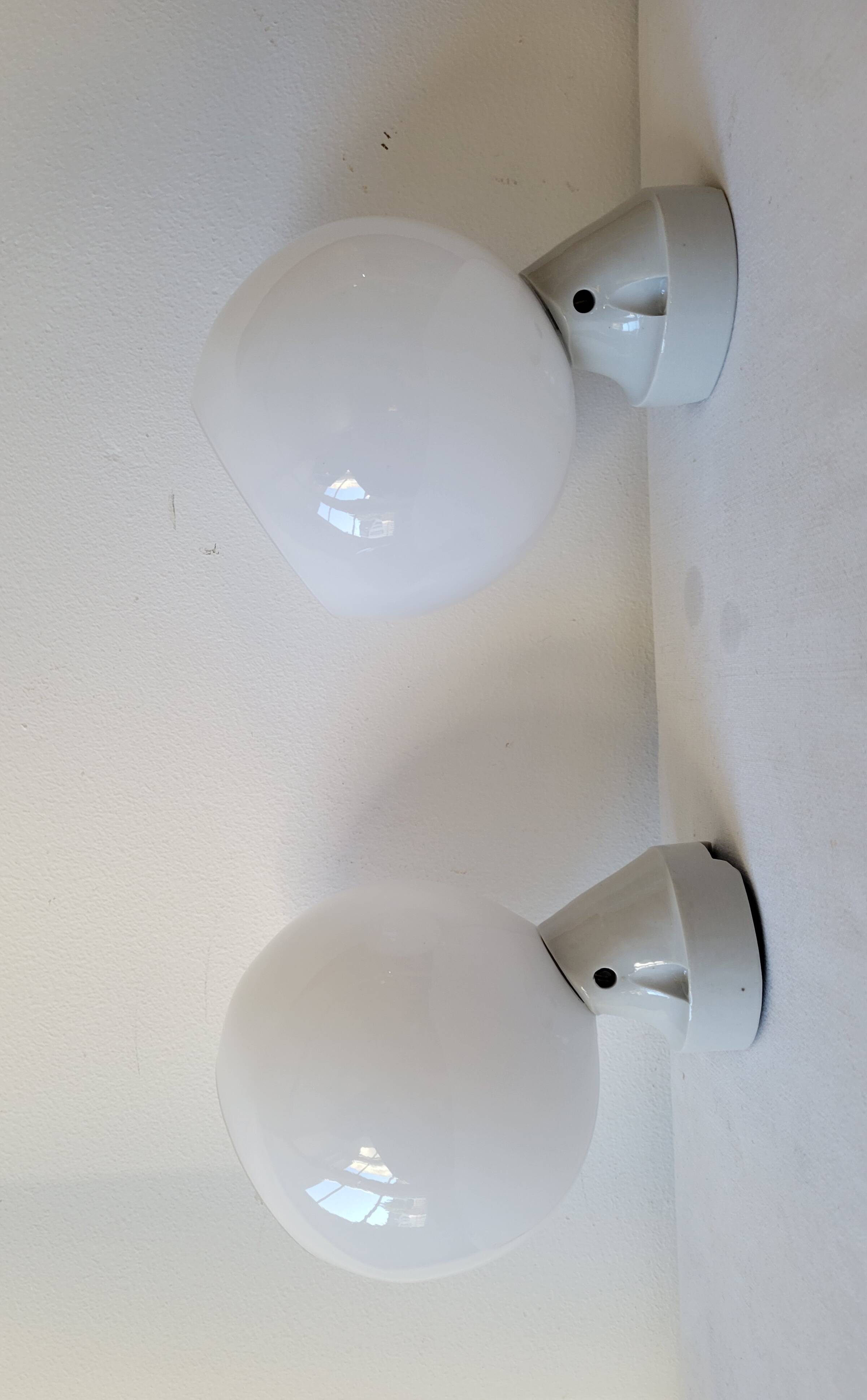 Duo of opaline and porcelain sconces