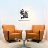 Artifort F330 ‘Cordoba’ Lounge Chairs in Soft Ochre Leather by Gerard van den Berg