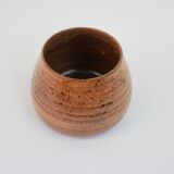 Small orange and brown turned ceramic pot