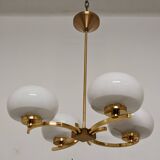 Lustre Arlus à 4 feux en laiton des années 50/60