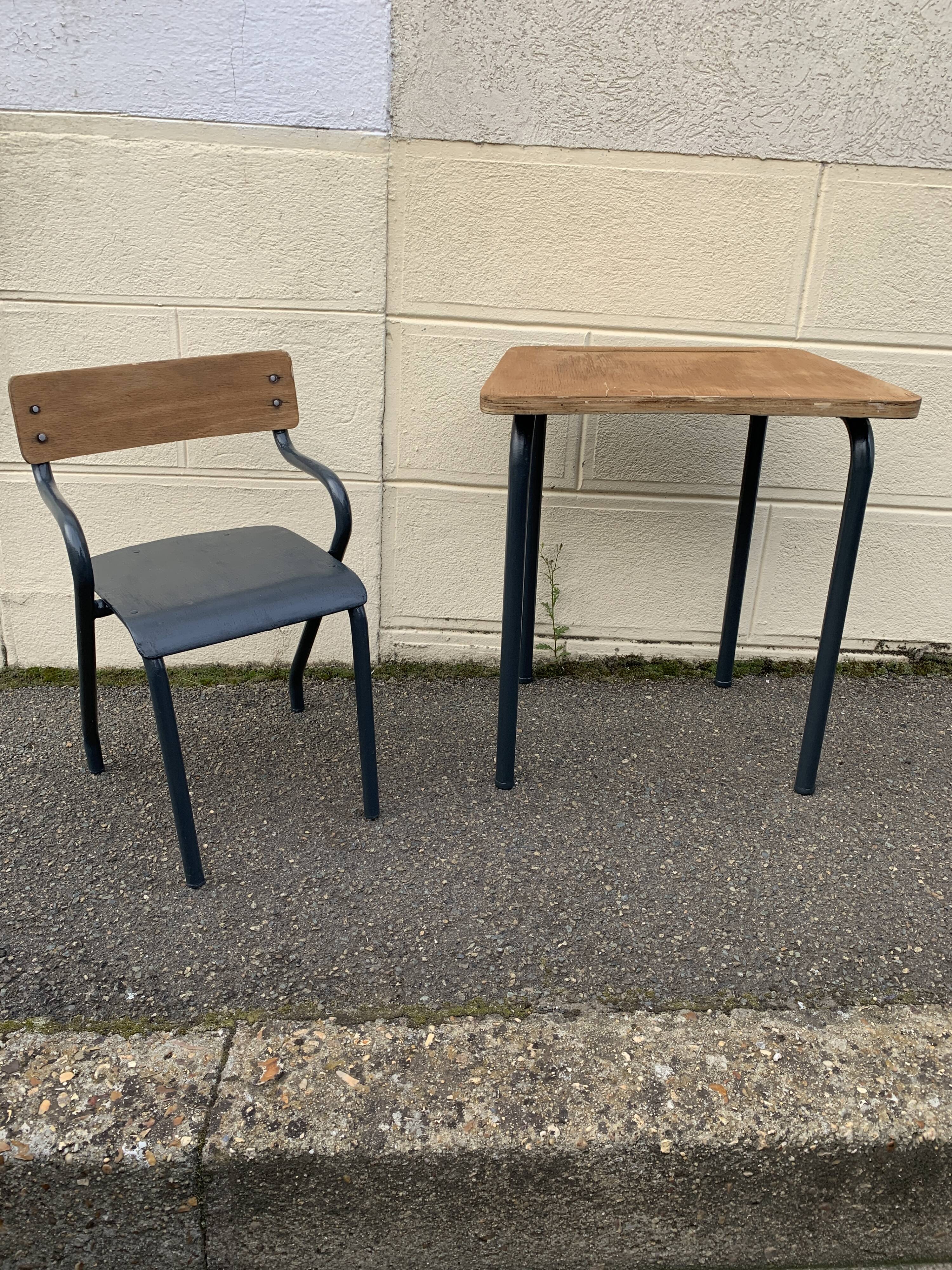 School desk and chair