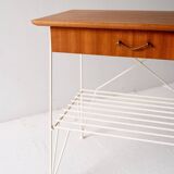 Table de chevet scandinave en métal et acajou, années 1960