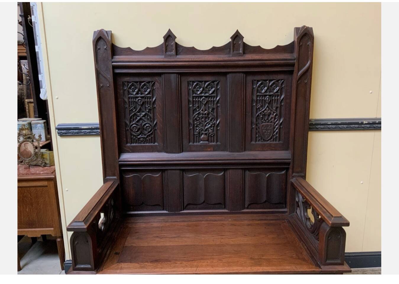 Antique - Impressive Neo-Gothic Chest Bench