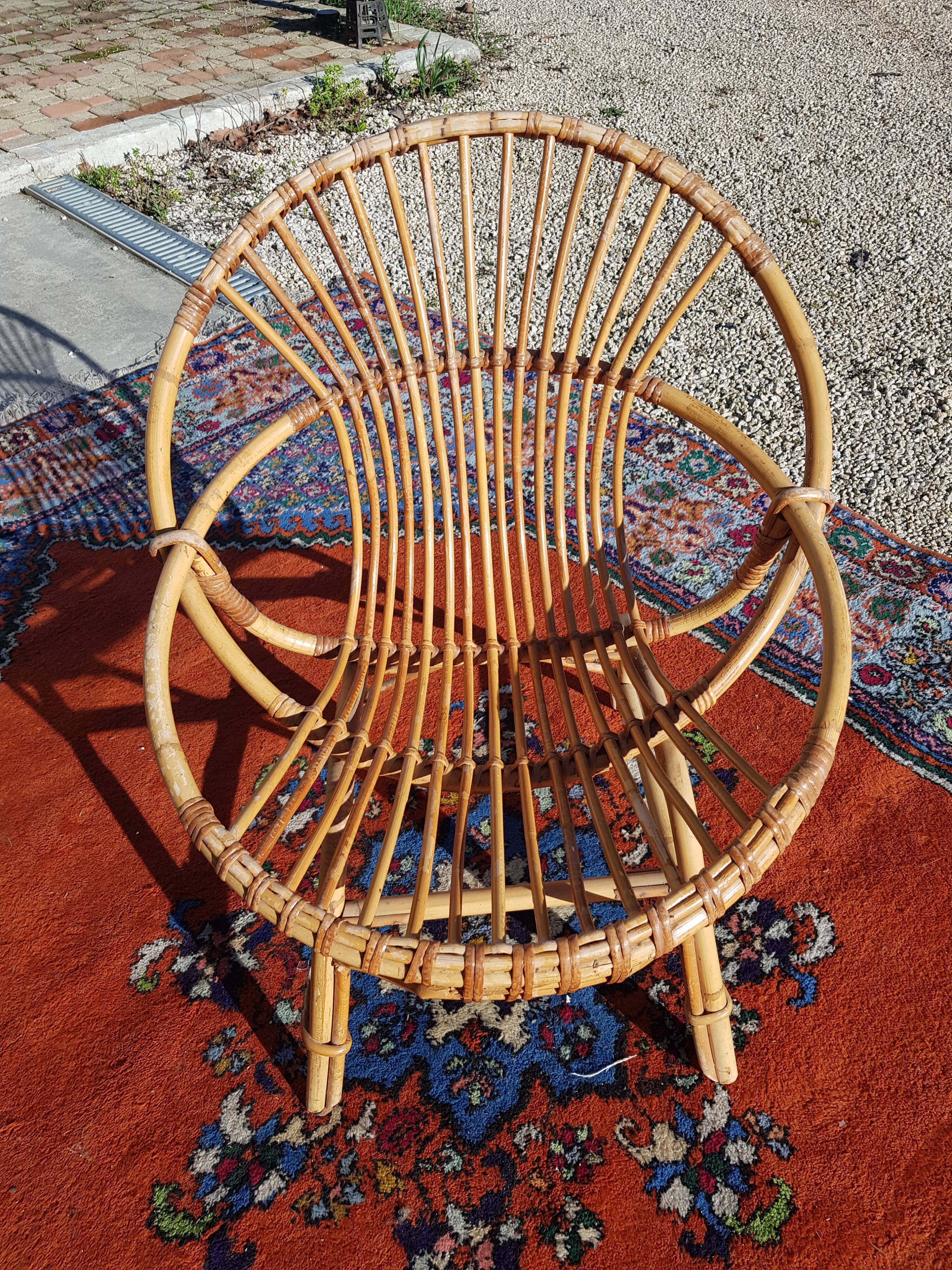 Rattan shell chair