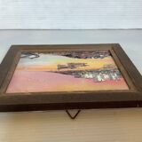 Small oil painting frame on panel Mediterranean landscape