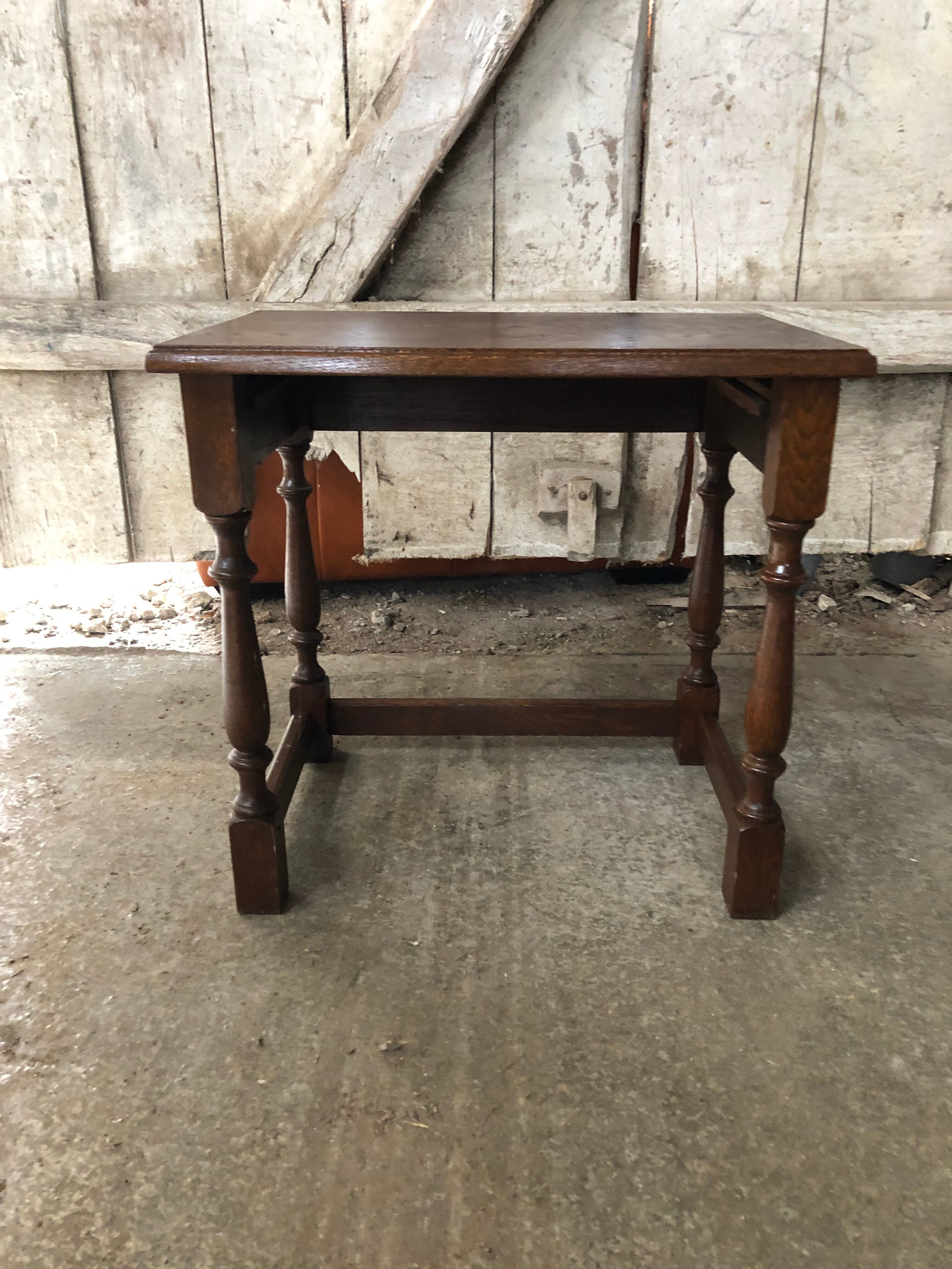 Old Coffee Table End Of Sofa Wood Turned Feet Vintage
