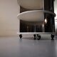 Pair of mirrored space age cylindrical bedside tables, 1960