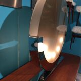 Great lamp mirror chromed steel base and Italian design glass end 1980