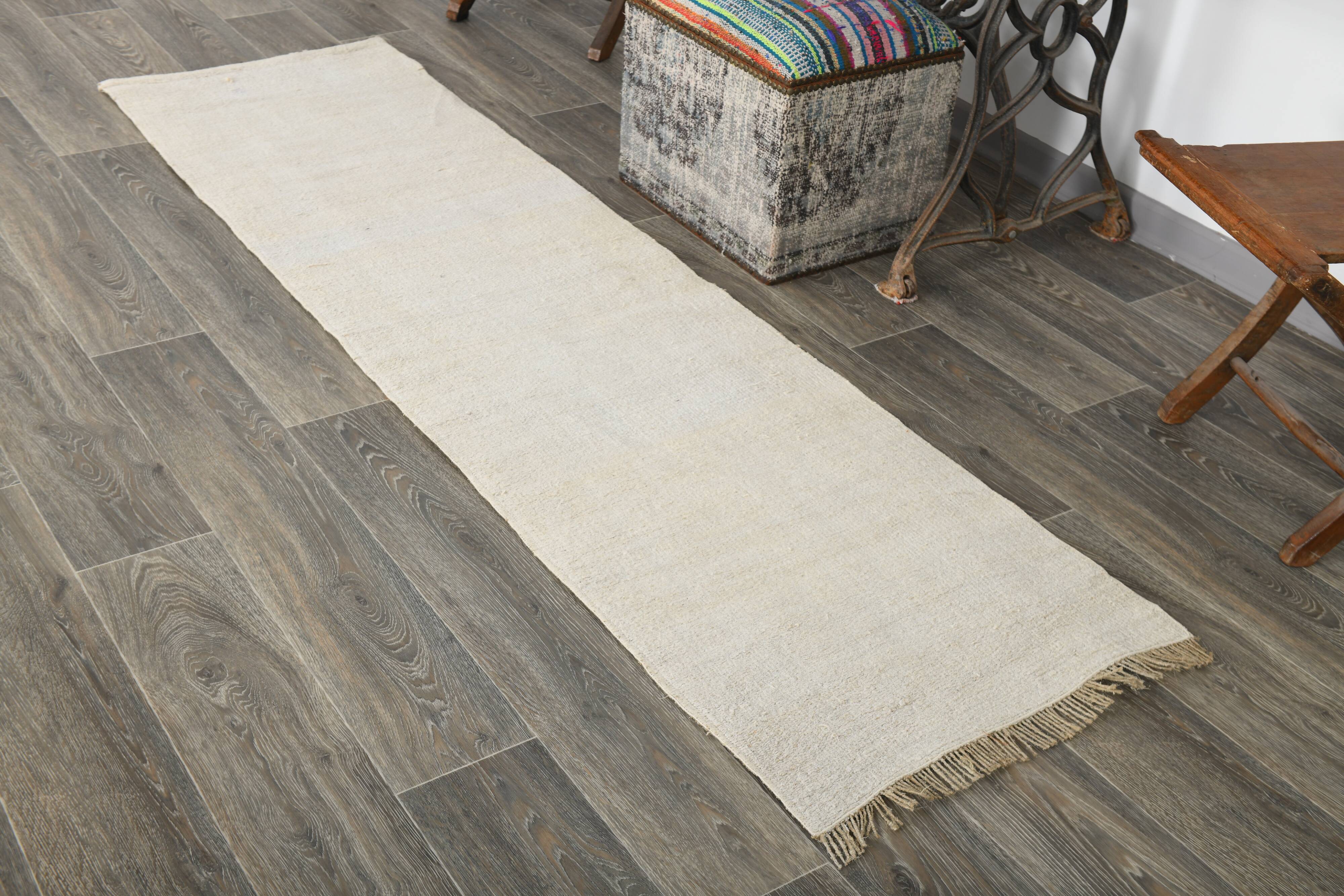 2x7 Muted Color Handmade Runner Rug, Hemp Runner, 68x200 Cm