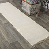 2x7 Muted Color Handmade Runner Rug, Hemp Runner, 68x200 Cm