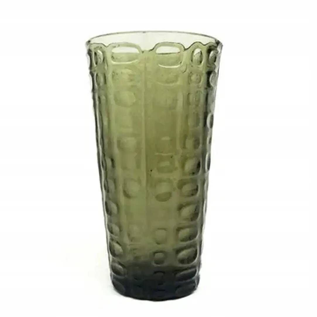 Vulkany vase, brutalism, green glass, Ząbkowice, Poland, 1970s