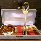 Set of 6 vintage gold-plated tea spoons in the French Louis style