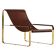 Contemporary classic chaise longue, aged brass steel, dark brown leather.