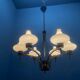 1950s Brass & Opaline Glass Six-Light Chandelier