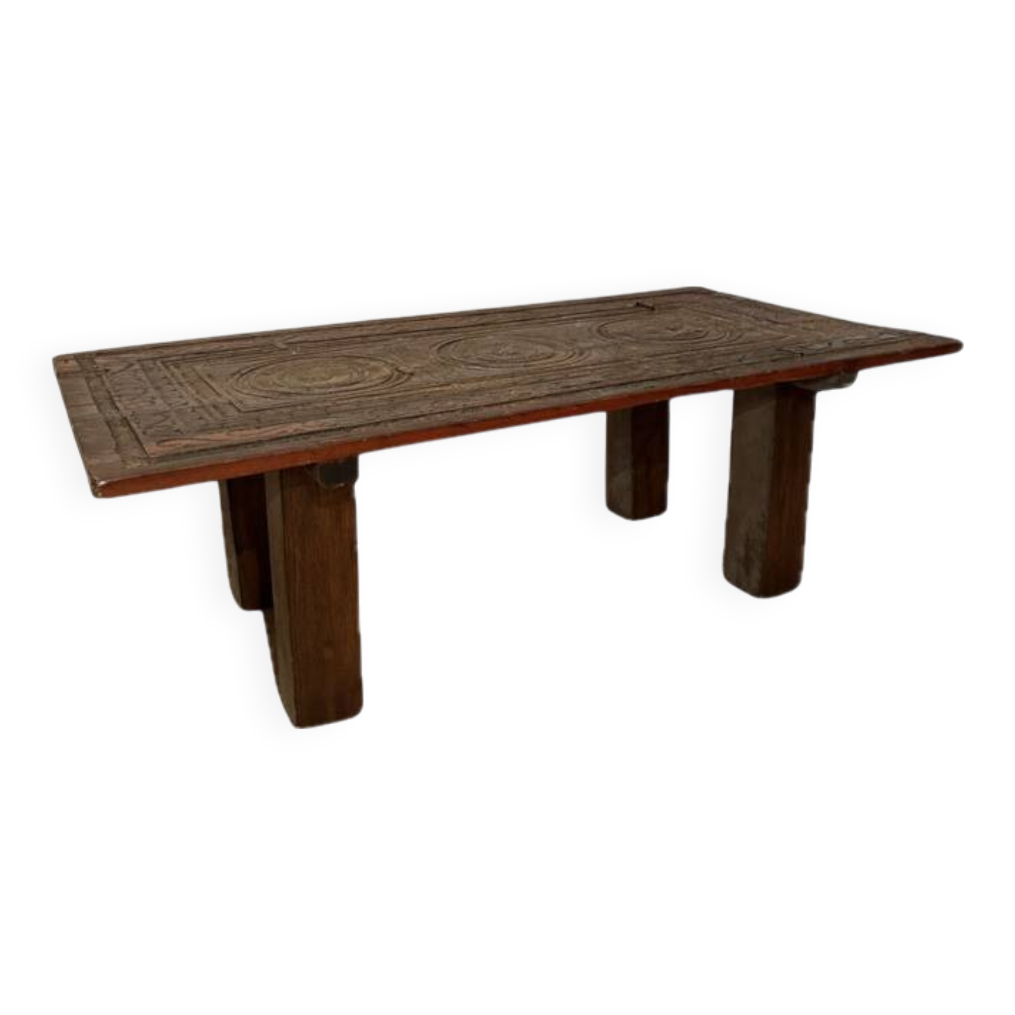 Table basse plateau porte indienne en bois teck