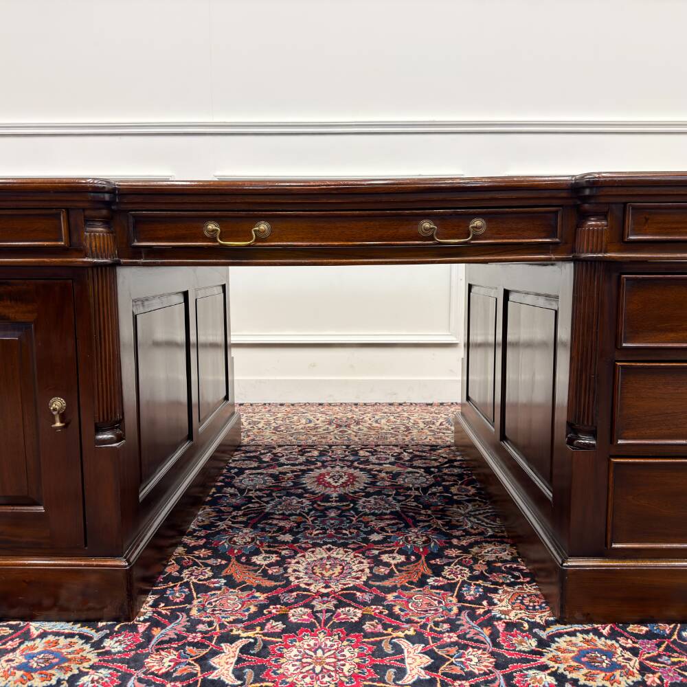 Large classic English Chesterfield partner desk