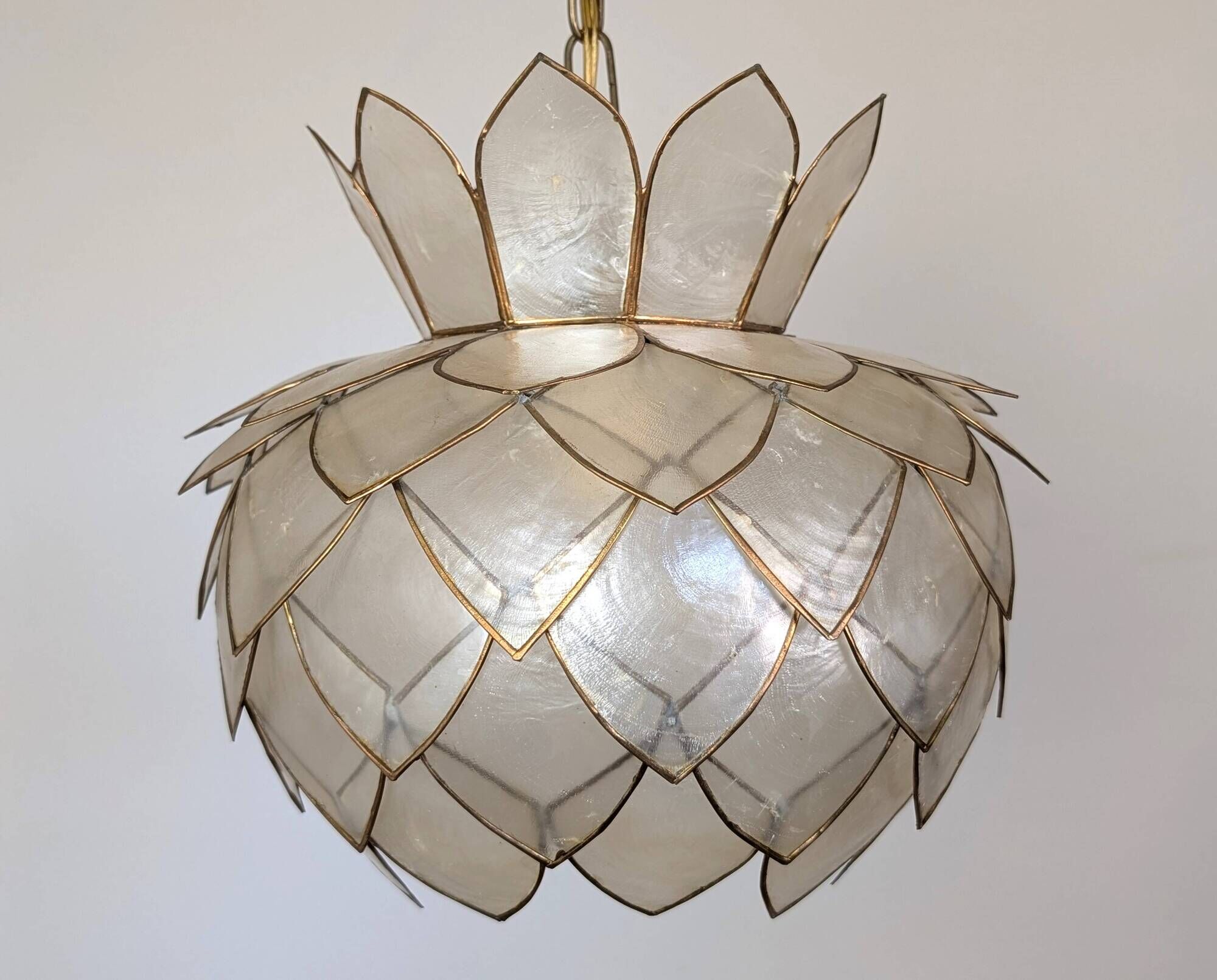 Pair of Lotus mother-of-pearl pendant lights