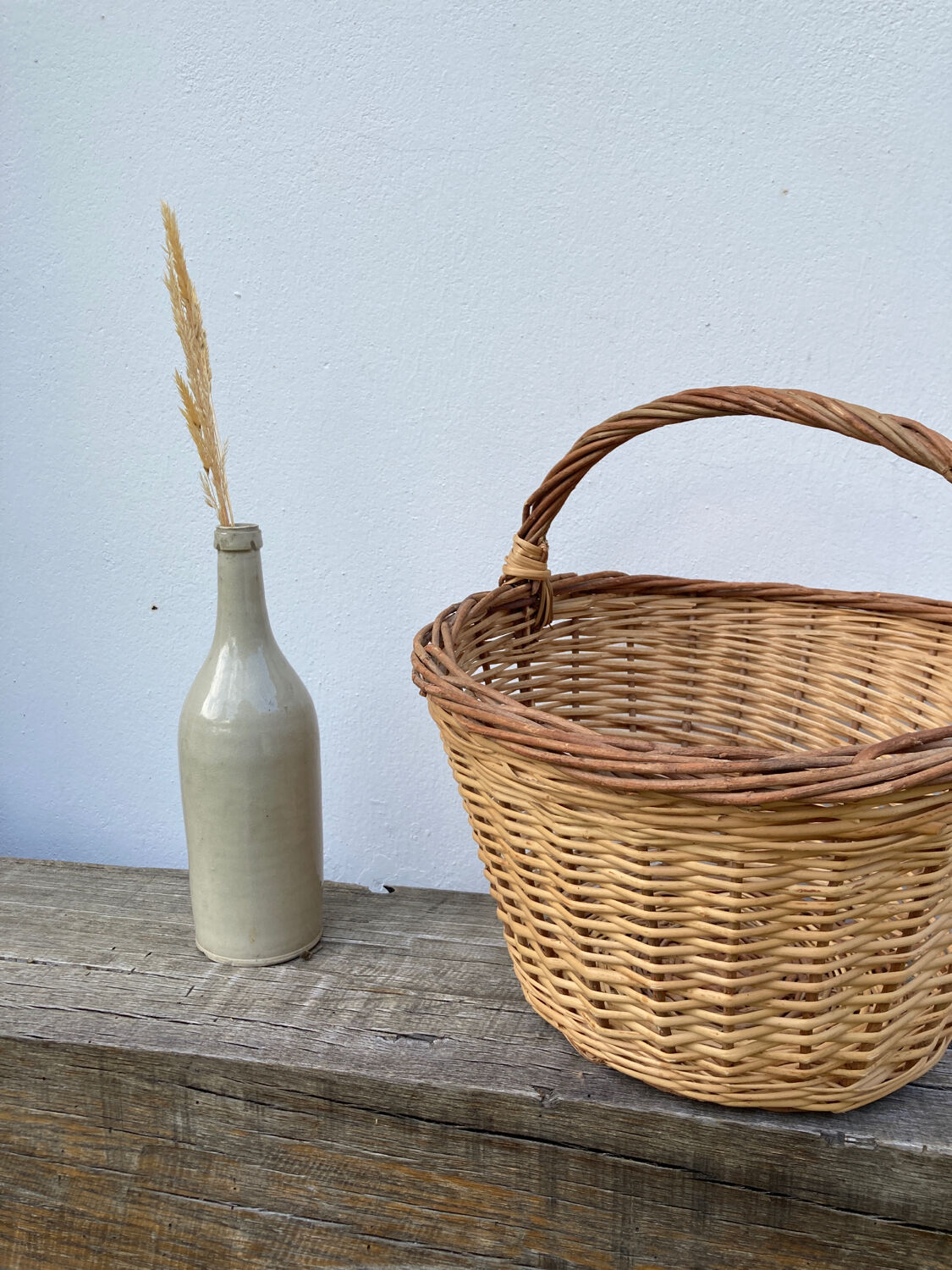 Old woven wicker basket