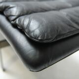 Vintage Lounge daybed in black leather by Mobel Italia - Italy