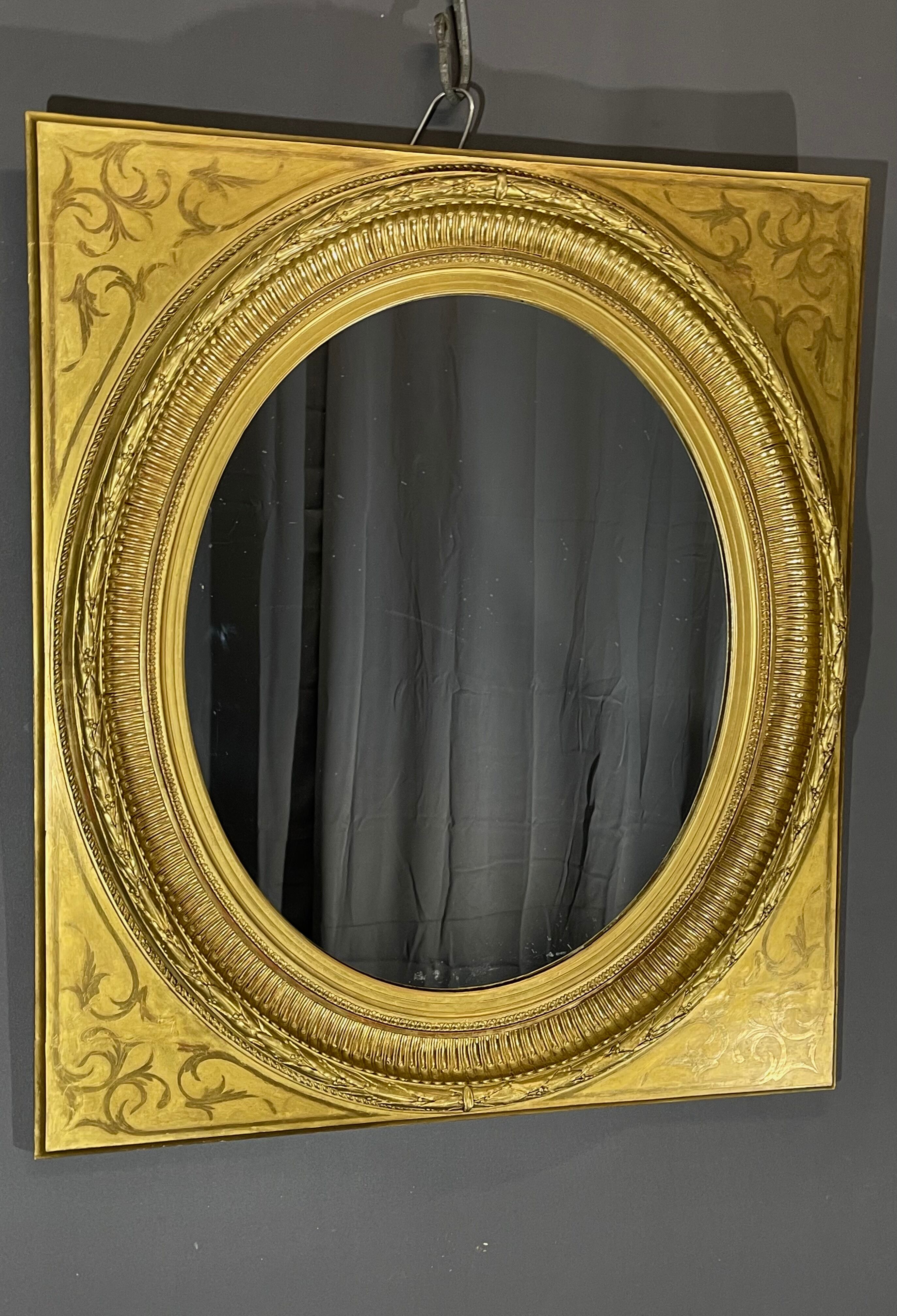 Miroir h88 x76 cm époque napoléon iii doute feuille d’or bon état