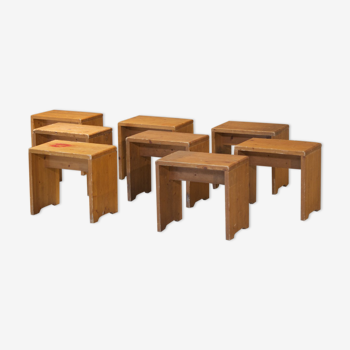 Series of eight stools Les Arcs Charlotte Perriand