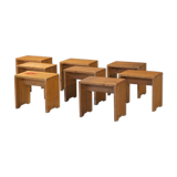 Series of eight stools Les Arcs Charlotte Perriand