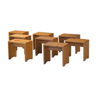 Series of eight stools Les Arcs Charlotte Perriand