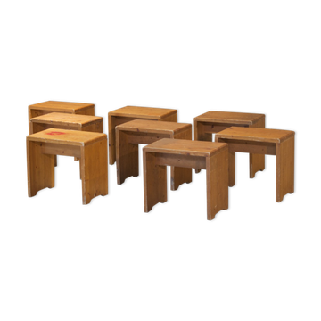 Series of eight stools Les Arcs Charlotte Perriand