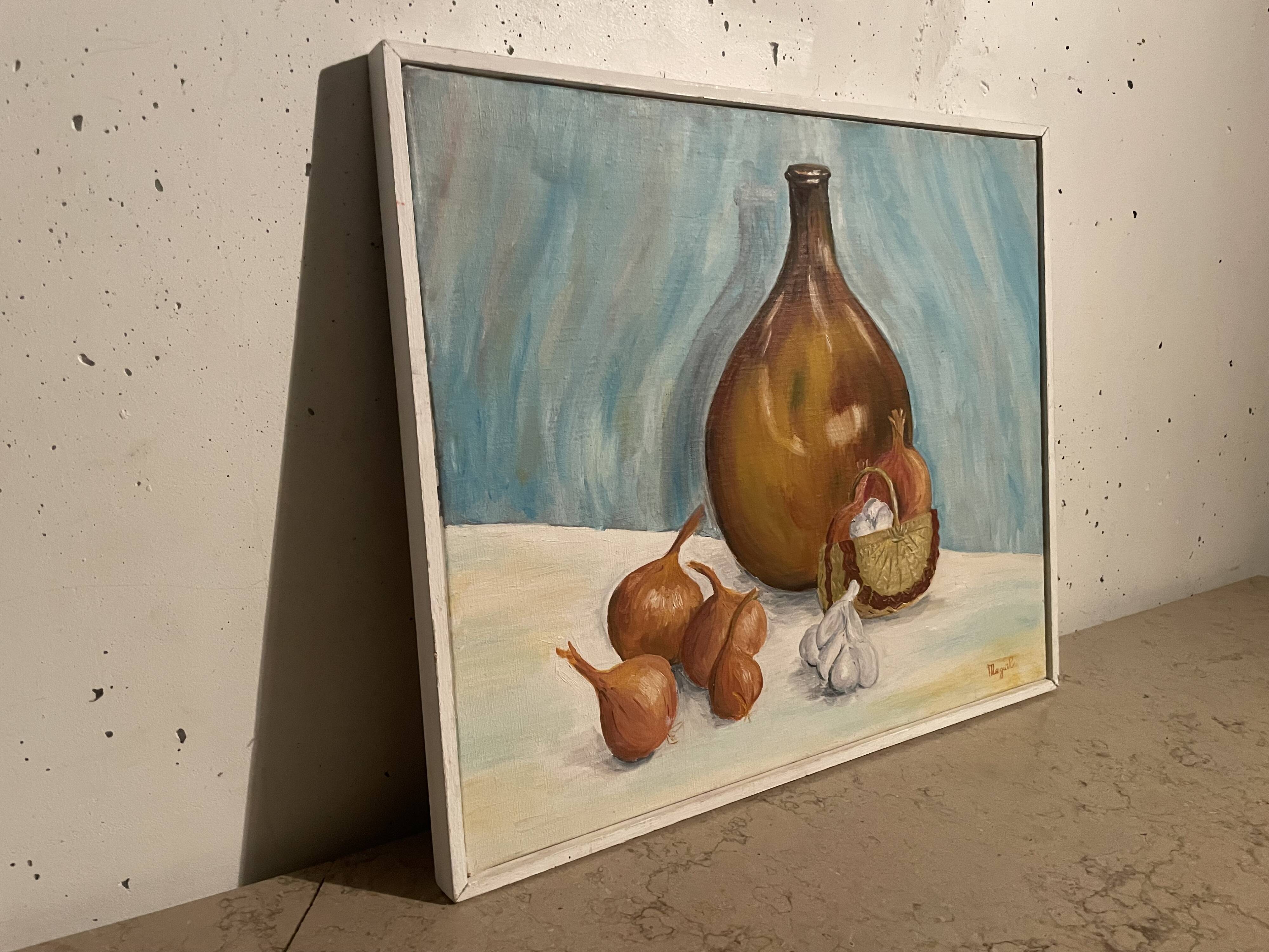 Still life with garlic and onions