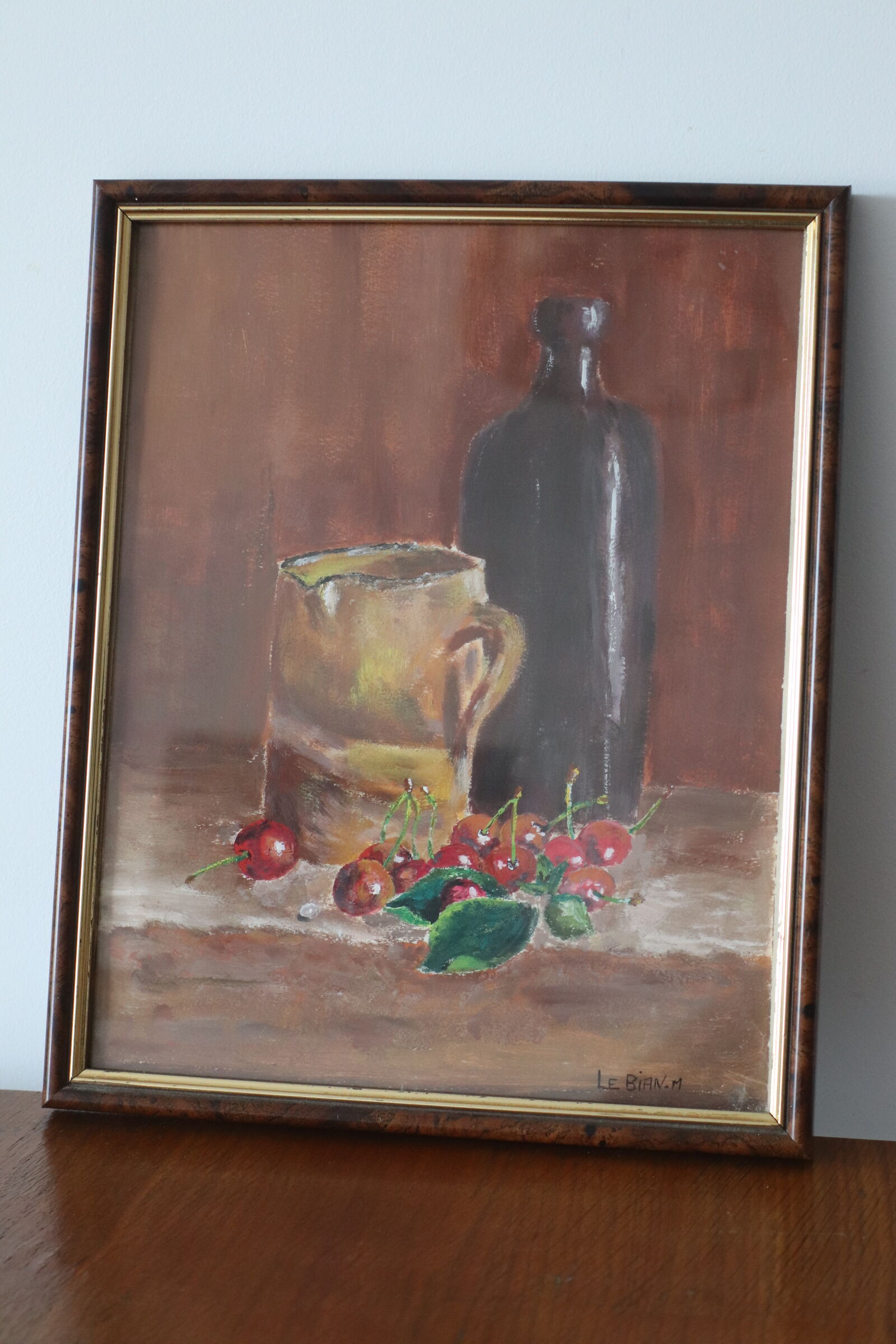 Tableau nature morte aux cerises