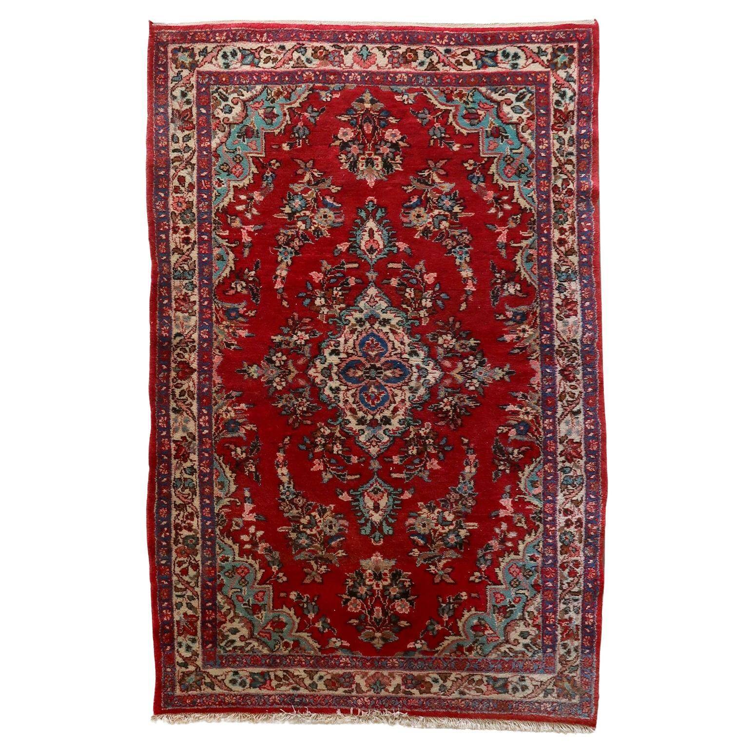 Handmade vintage Persian Malayer rug 127cm x 193cm, 1950s