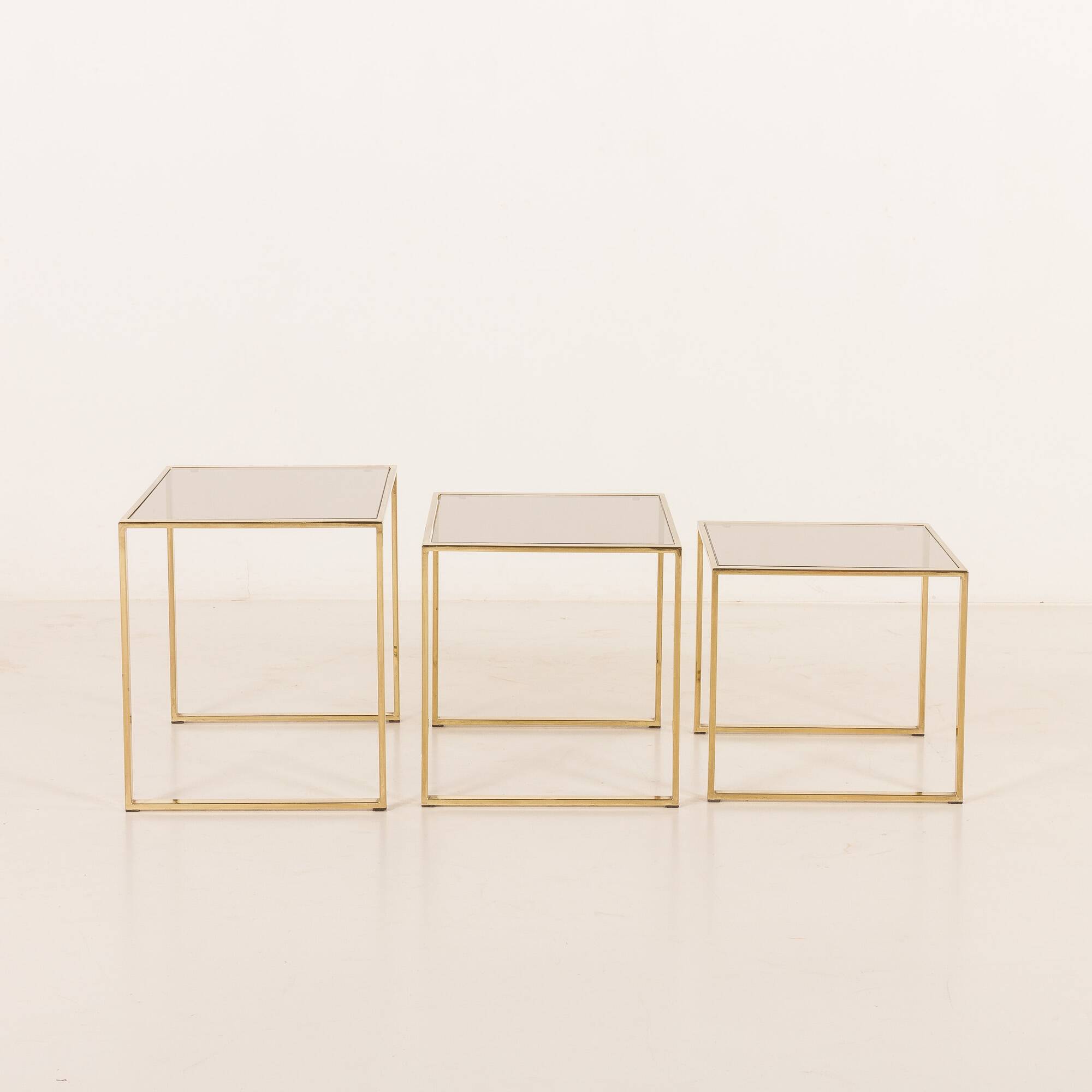 Set of three brass nesting tables in the style of Romeo Rega, Italy, 1970s
