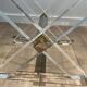 Pair of Plexiglass and Chrome Side Tables with X-shaped Legs, Work