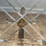 Paire de Bouts de Canapé en Plexiglass et Chrome à Piètement en X, Travail