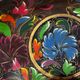 Mid-century hand-painted floral decorative tray / catchall 49 cm / 33 cm