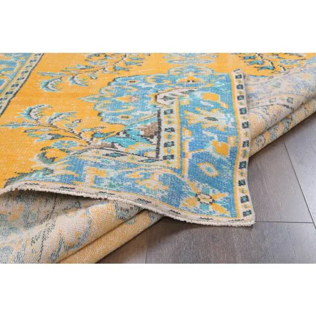 1970s Vintage Turkish Hand-Knotted Wool Cotton Brown Area Rug 176x274