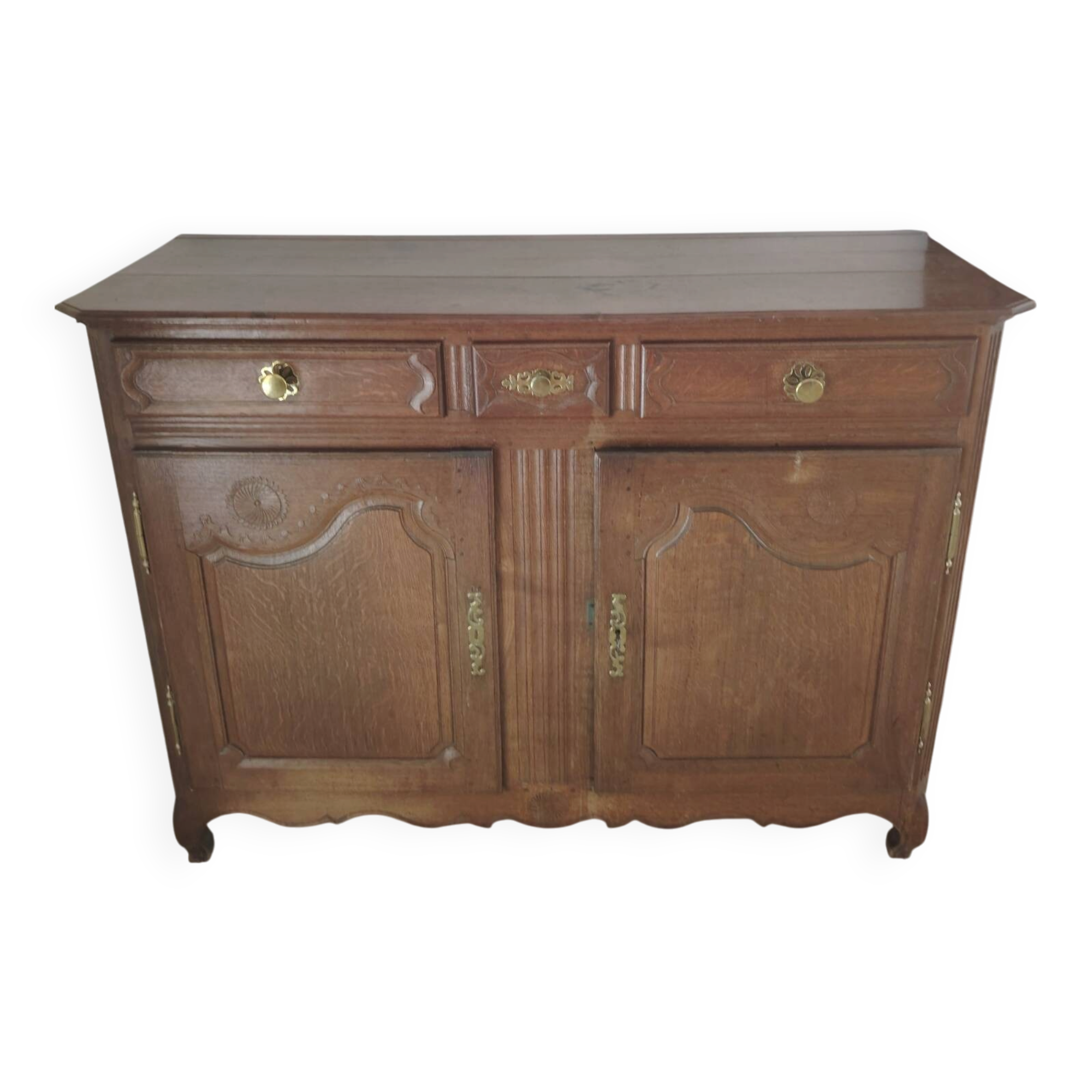 Large buffet in Regency style with carved shell in solid oak - 1900