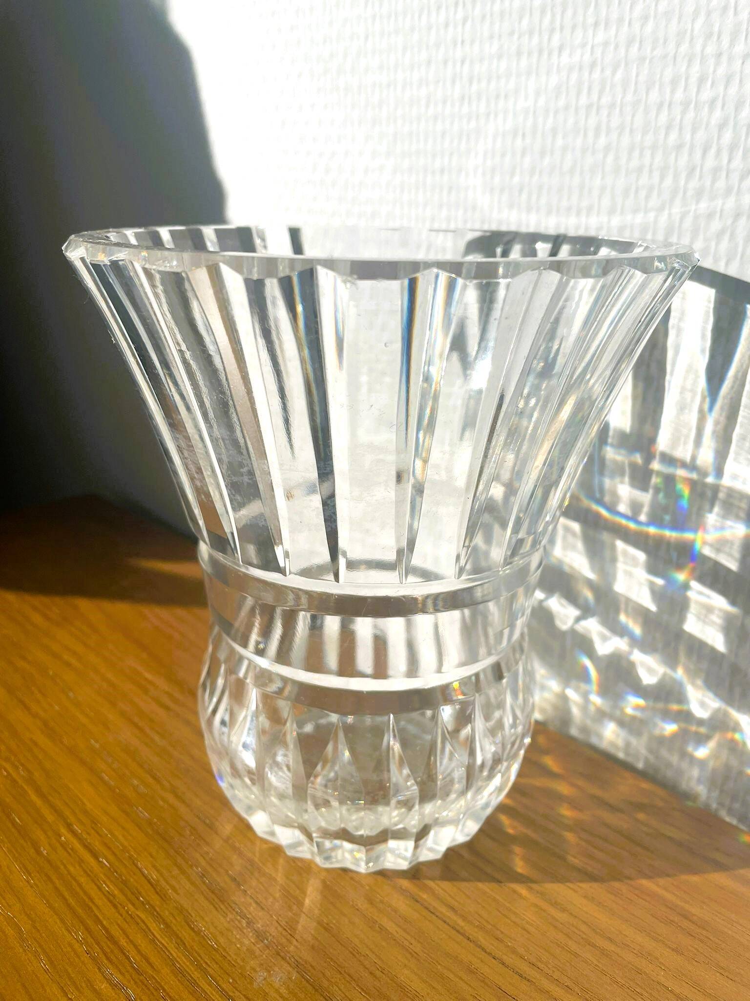 Clear crystal vase Val Saint Lambert