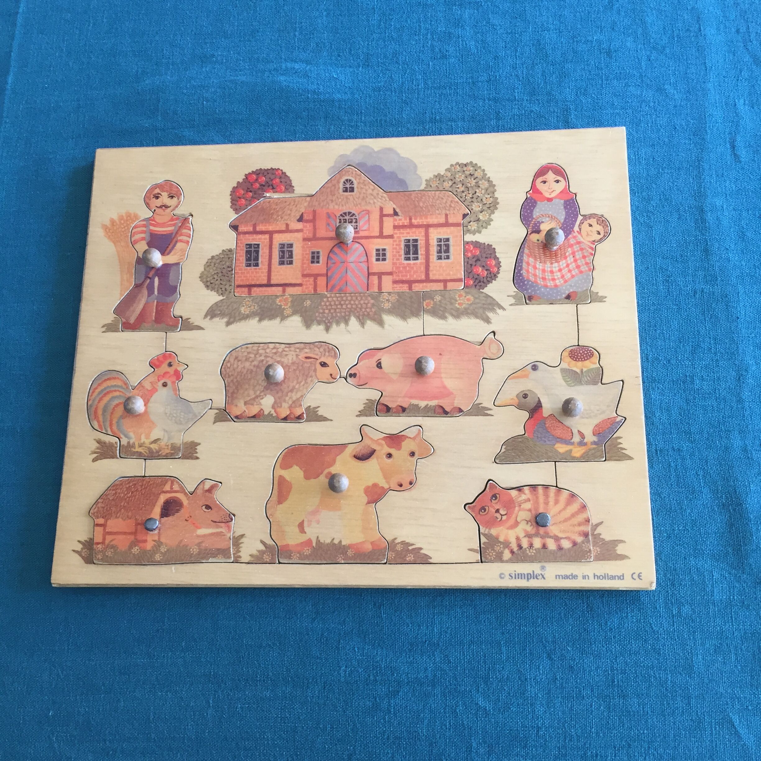Puzzle en bois theme la ferme marque simplex