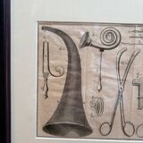 Antique Print Engraving 19th Century Framed Medical Instruments engraving Lorenzo