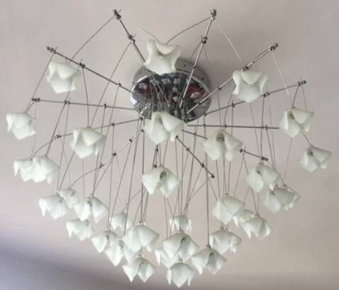 Lustre en cascade Lucciole par MetalSpot, italy, chromé et verre dépol