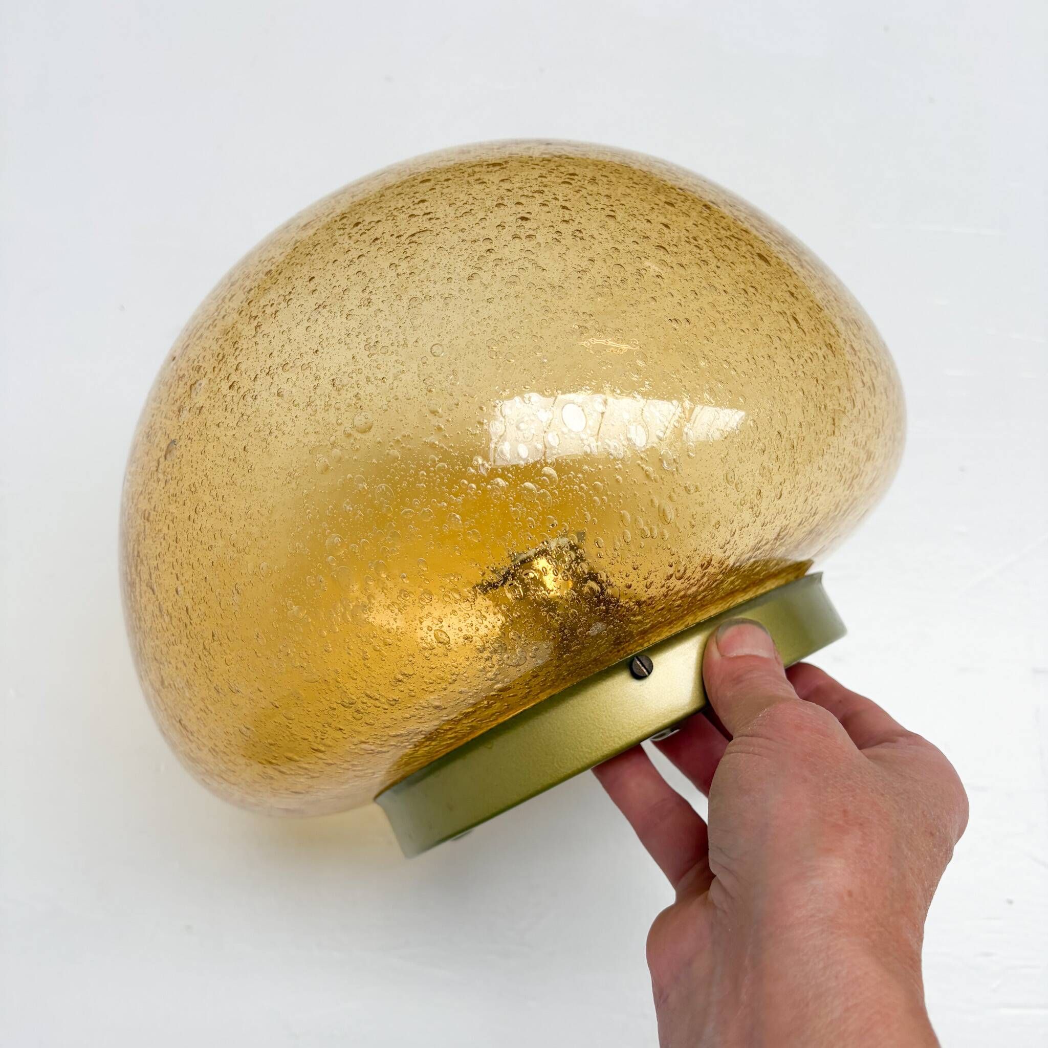 Amber colored mushroom ceiling or wall lamp, 1960s